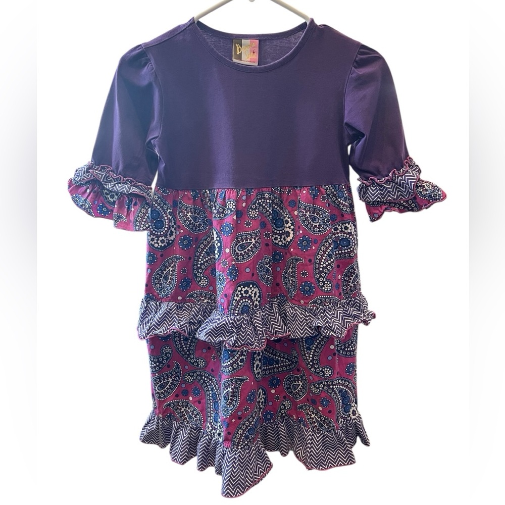 Banana Split Kids Ruffle Dress – Purple Paisley Boutique Style